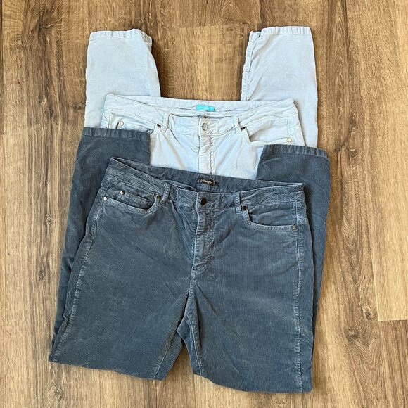 J.McLaughlin Gray Corduroy and Stretch Velvet Pants Bundle Sz 12 - Picture 1 of 14